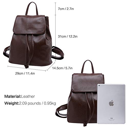 BOYATU Women’s Full-Grain Leather Backpack Purse, Minimal Structured Design, Work Commuter & City Travel, Compact Everyday Essentials, Fashion RFID Pocket Bag (Coffee Brown) - color: Coffee Brown