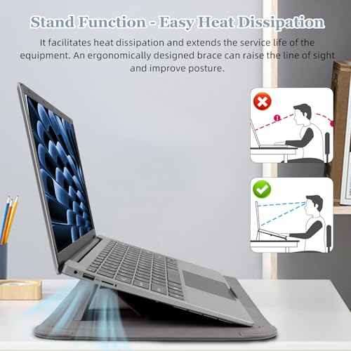 13-14 Inch Protective Laptop Sleeve Case with Stand, for MacBook Pro 14'' M5~M1, Pro/Max(2026-2021), MacBook Air 13.6'' M5-M2, (2026-2022), Matte PU Leather Laptop Case 13-14" (Dark Gray) - color: Dark Gray, size: 13-14 Inch