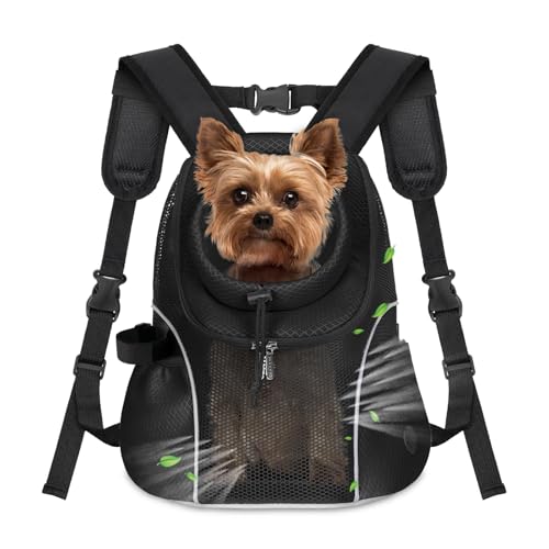 WOYYHO Pet Dog Carrier Backpack Small Dog Front Backpack Ventilated Mesh Dog Travel Back Pack with Safety Belt for Travel Hiking Cycling Outdoor Use (S (2-4.5 lbs), Black) - color: Black