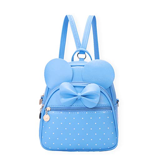 KL928 Girls Mini Backpack Bowknot Polka Dot Cute Small Daypacks Convertible Shoulder Bag Purse for Women - color: L.blue