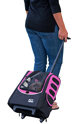 Pet Gear I-GO2 Roller Backpack, Travel Carrier, Car Seat for Cats/Dogs, Mesh Ventilation, Included Tether, Telescoping Handle, Storage Pouch, 2 Models, Available 12 Colors