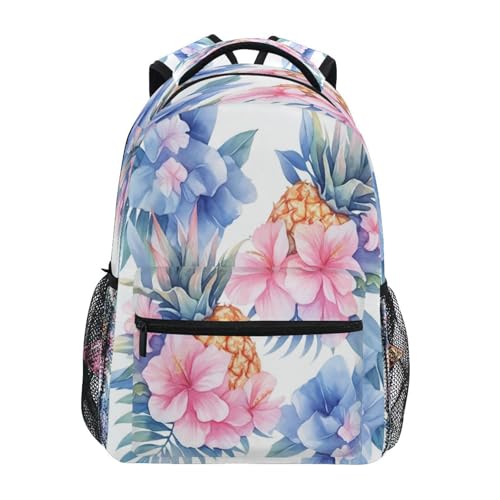 Backpack for Teens Boys Girls Waterproof Travel Laptop Backpack with Chest Strap for Business Work College Travel Trip Sliced Pineapple and Flowers - color: Multicolor10