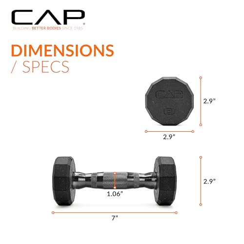 CAP Barbell Coated Dumbbell Weight | Multiple Options Pairs & Sets - size: 3 lb - Pair, style: 12-Sided - Black Handle