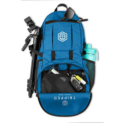 TRIPPED Travel Gear Traveling Backpack- Foldable Collapsible Lightweight Backpack for Travel (Light Blue) 35 liters - color: Tropical Blue
