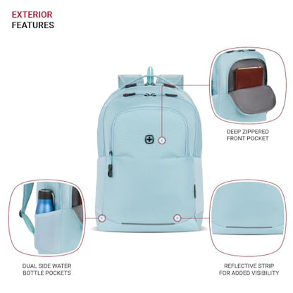 SwissGear Orientation Laptop Backpack, Light Blue, 17"x12"x7" - color: Light Blue, style: Orientation