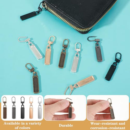 Shimmeroo 10PCS Luggage Zipper Pull Replacement, 2-Inch Universal Zipper Tab Helper for Dresses, Jacket, Backpacks, 5 Colors in Black+Silver+Gold+Brown+Copper