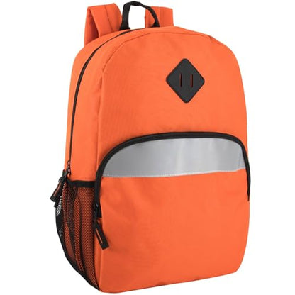 Trail maker (24 Pack) 17" Backpack – Reflective School Backpack with Padded Straps, Water Bottle Pockets for Kids & Adults, School Travel Camp (Orange) - color: Orange