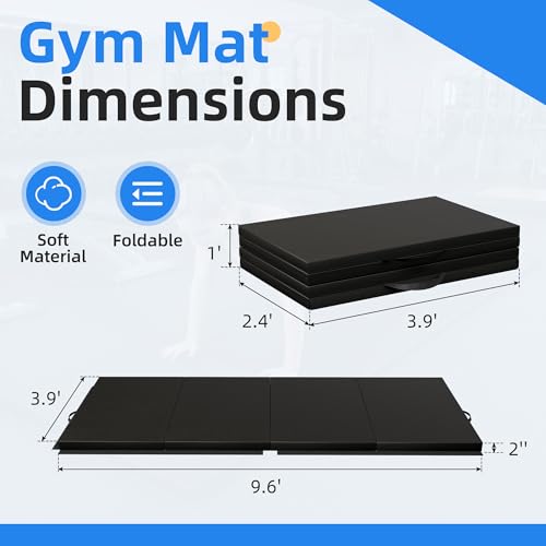 Polar Aurora 4'x10'x2 Thick Folding Gymnastics Exercise Mat Aerobics Stretching Yoga Mats - color: Black