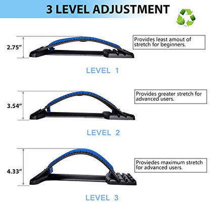 JUMPOW Back Stretcher for Lower Back Pain Relief, 3 Level Adjustable Lumbar Cracker Board, Spine Board, Relief for Herniated Disc, Sciatica, Scoliosis, Spine Decompression - color: Black, Blue-3 Level