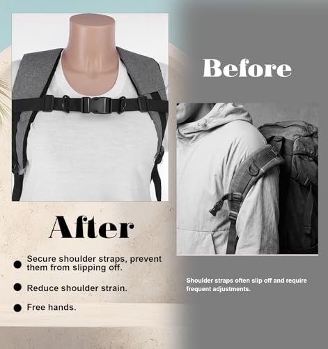 2 PCS Chest Strap for Backpack, Heavy Duty Elastic Backpack Chest Straps