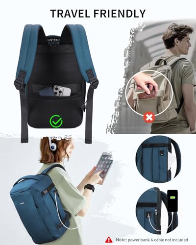 ECOHUB Personal Item Backpack for Airlines, Under Seat Carry On Bag, 30L Airplane Travel Pack, Fits 17.3" Laptop, Weekend Essential, Blue Green - color: Blue Green