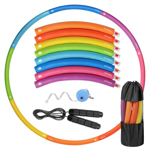 Phobby Weighted Exercise Hoop for Adults, 2.2lb&2.8lb Adjustable Fitness Hoop, 8 Detachable Hoop Sections with Jump Rope & Storage Bag, Home Gym Workout - style: Basic 2.2lb