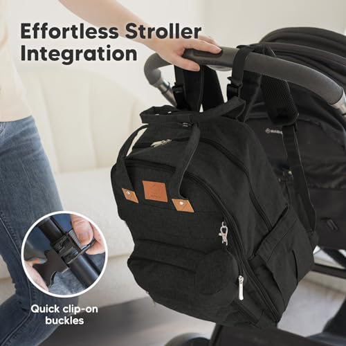 KeaBabies Diaper Bag Backpack - Large Baby Diaper Bag with Changing Pad, Baby Boy, Girl, Travel Backpack for Mom and Dad, Waterproof, Multi Function Durable (Trendy Black) - color: Trendy Black