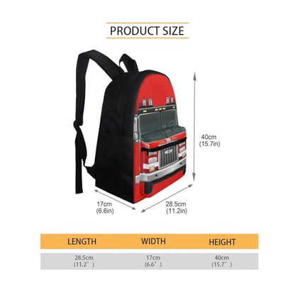 AFPANQZ Cartoon Fire Truck Backpack for Elementary School for Womens Girls Boys Lightweight School Bags Bookbags Daypack Satchel with Front Pocket - color: Fire Truck