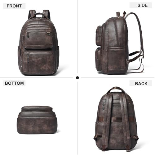 LATMAP Vegan Leather Backpack 17In Laptop Backpack for Women Travel Coffee | large capacity, laptop compartment, water-resistant, easy to wipe clean, TSA-friendly, with luggage strap & pickpocket-proof - color: Coffee Color