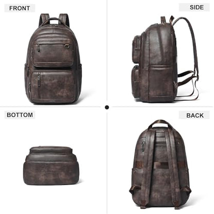 LATMAP Vegan Leather Backpack 17In Laptop Backpack for Women Travel Coffee | large capacity, laptop compartment, water-resistant, easy to wipe clean, TSA-friendly, with luggage strap & pickpocket-proof - color: Coffee Color