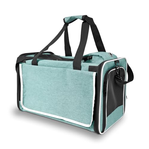 GAPZER Small Dog Carrier for Puppy Yorkshire Softshell Car Transport Chihuahua Carry Cage 18-inch Collapsible Doggie Vet Visit Crate Easy Load Roomy Pet Carrier Bag Kennel Dog Essentials Teal - color: Turquoise
