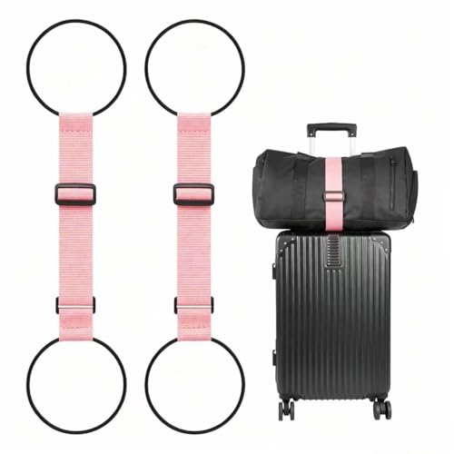 BILIONE Add a Bag Luggage Straps 2 Pack, Adjustable Bungee Elastic Belt to Connect Two Suitcases, Secure Carry On & Travel Essentials (Pink, 2 Pack) - color: Pink, size: 2 Pack