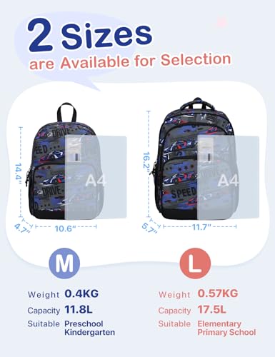 VASCHY Kids Backpacks, 12L Toddler & 17.5L School Backpacks, Lightweight Water-Resistant for Boys and Girls Ages 3-12 - color: Racing Blue-s, size: Small