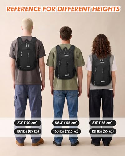 Seektop Small Hiking Backpack Expandable 12L-15L, Lightweight Packable Waterproof Daypack with Phone Pocket for Women Men - color: Black