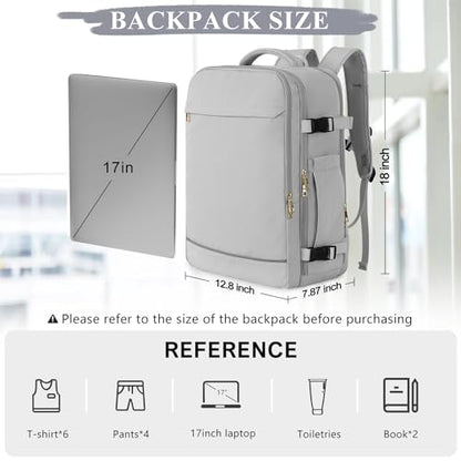 Sinaliy Travel Backpack, 40L 17 inch Laptop Travel Backpack Carry on Flight Approved, Personal Item Travel Bag, Waterproof Backpack for College, Business, Weekend, Work, Gray - color: Gray