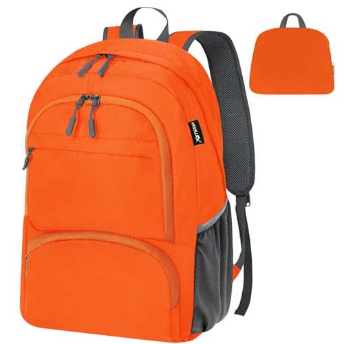 HOLYLUCK 20L Lightweight Packable Hiking Daypack Foldable Backpack for Men Women Small Travel Outdoor Foldable Shoulder Bag-orange - color: Orange