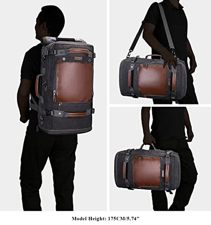WITZMAN Travel Backpack for Men Women Carry on Luggage Backpack Canvas Rucksack Duffel bag with Shoe Compartment（A2021 big size black） - color: 22.5 Inch Black
