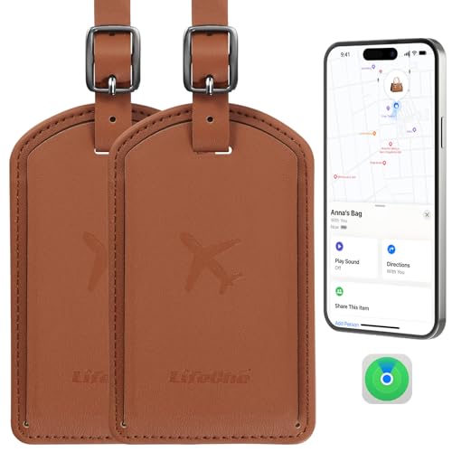 Luggage Tags Built-in Anti-Loss Tracker, Luxury Leather Luggage Tags for Suitcase, Travel Bags, Backpacks, Travel Organizer for Lost Baggage Prevention (Brown*2 Pack) - color: Brown*2 Pack