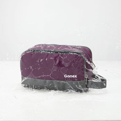Gonex Travel Toiletry Bag Nylon, Toiletries Kit Shaving Bag Toiletry Organizer Burgundy - color: Burgundy