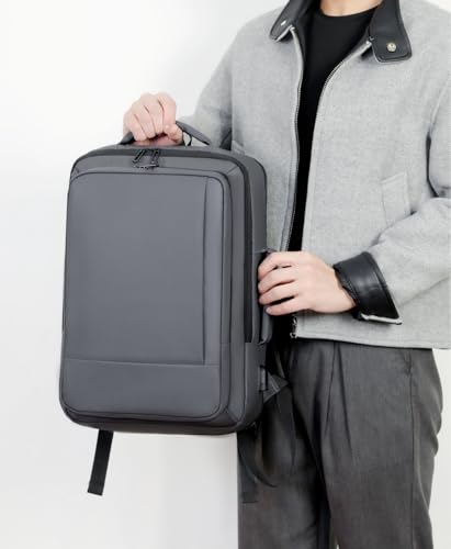 Business & Travel Laptop Backpack, Expandable Laptop Backpack,Carry on backpack,With USB Charging Port, Water Resistant, Men (01#Grey) - color: 01#grey