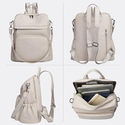 Anti-Theft Backpack Purse for Women, Convertible 3-in-1 Vegan Leather Backpack with Hidden Zipper, Adjustable Shoulder & Crossbody Bag for Travel and Daily Commute - color: A Two Toned Apricot