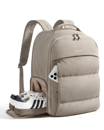 BAGSMART Travel Backpack for Women, Gym Backpack with Shoe Compartment - color: Camel