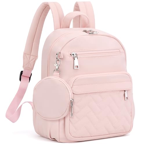 SYTRAH Anti-Theft Backpack for Women, Waterproof Puffer Travel Backpack with Locking Zippers & Coin Purse, Compact Quilted Daypack for Work, Commuting & Airport, Stylish & Lightweight Pink - color: Pink
