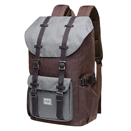KAUKKO Laptop Backpack Travel Outdoor Weekend Bag Carry on Daypack Stylish and Durable Rucksack Hiking Backpack Fits 15.6"(5-4-GREYCOFFEE) - color: Greycoffee, size: Large
