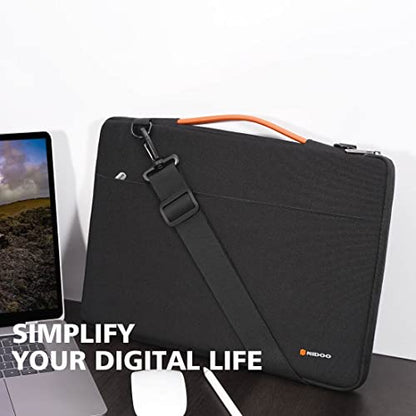NIDOO 14 inch Laptop Sleeve case Notebook Shoulder Bag Protective Carrying Handbag for 15" Surface Laptop 3 4/14" Chromebook 3 / Thinkpad T495 T495s / Dell Latitude 14 15 / Acer Chromebook Spin 514 - color: Black - Shoulder, size: 14 inch