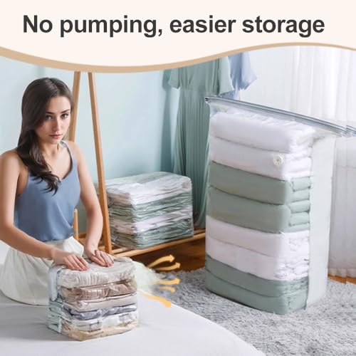 No‑Pump Vacuum Storage Bags, 2026 New Storage Compression Bags, Large Cube Vacuum Seal Bags, Heavy-Duty Press & Seal for Clothes, No Pump Needed (Large 4PCS) - color: Large 4PCS