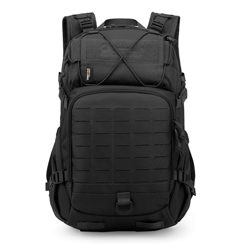 Mardingtop Small Military Tactical Backpack for Men,25L Molle Cordura Backpack for Hiking,Camping,Rucking - color: Black