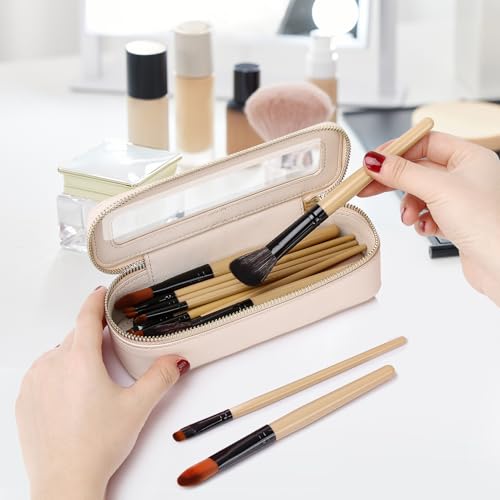 Travel Makeup Set Waterproof Transparent Cosmetic Bag and Toiletry Bag Makeup Brush case with Zipper Car Essentials for Women (Beige, L+M+SLIM) - color: Beige, size: L+M+Slim