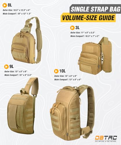 DBTAC Tactical Personal Defense EDC Bags & Packs | 10L Military Shoulder Backpack with Sling for Concealed Carry, Range, Travel, Hiking, Outdoor Sports (Brown Apatite) - color: Brown Apatite
