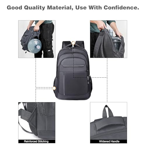 Large Capacity Travel Laptop Backpack, durable and lightweight, 4 compartments, waterproof front, breathable back (gray) - color: Gray