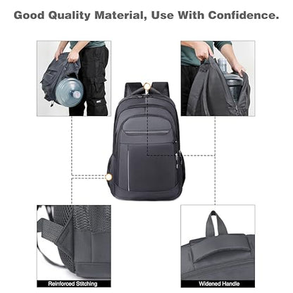 Large Capacity Travel Laptop Backpack, durable and lightweight, 4 compartments, waterproof front, breathable back (gray) - color: Gray
