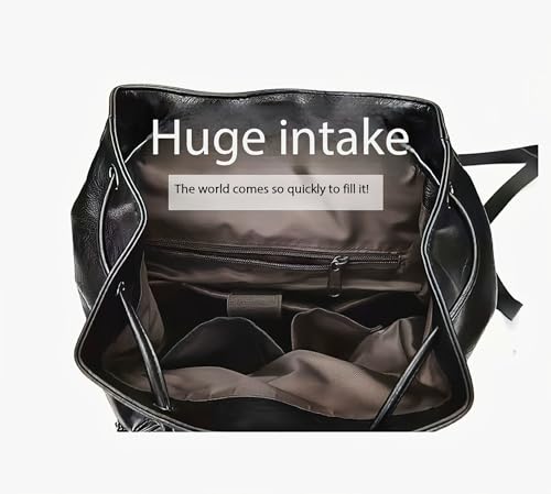 Unisex PU leather laptop bag work business bag hiking backpack leisure day bag university schoolbag (Large,Black 3) - color: Black 3