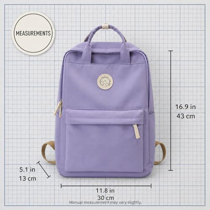 Minimalist Backpack for Women & Men, Lightweight Polyester Laptop Backpack 15 Inch, Casual Travel Daypack (Purple) - color: Purple