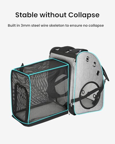 Expandable Cat Backpack Carrier for Small Cats/Dogs Airline Approved | Pet Carrier Backpack with Large Space/Breathable Mesh/Anti-Collapse,for Travel/ Hiking/Camping/Vet, Up to 18 lbs - color: Grey