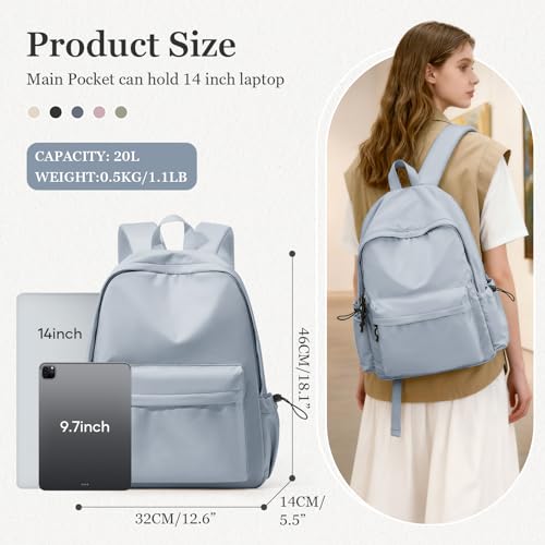 Simple School Backpack For Girls Boys,Waterproof Bookbag For Women Men,College Student School Bag,Lightweight Travel Rucksack Casual Daypack,Laptop Backpacks(Blue) - color: A2-blue