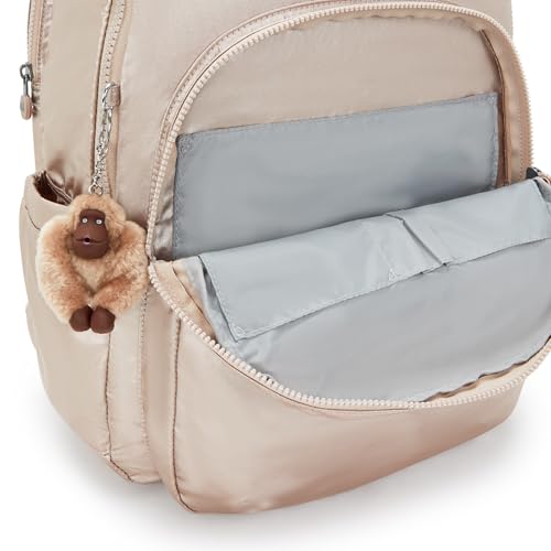 Kipling Women's Seoul Extra Large 17" Laptop Backpack, Durable, Roomy with Padded Shoulder Straps, Built-In Protective Sleeve - color: Quartz Metallic, size: 13.5''L x 17.75''H x 9''D