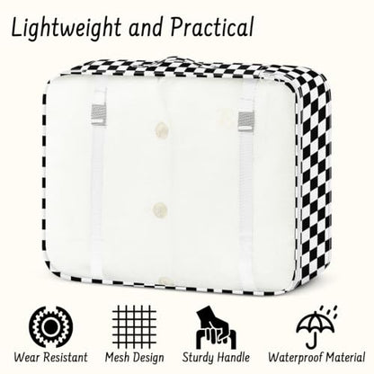 9 Set Packing Cubes for Travel Essentials - Lightweight Carry-On Luggage Organizer Bags with Shoe, Clothes & Laundry Bags for Airplane, Family & Business Travel, Black checkered - color: Black checkered