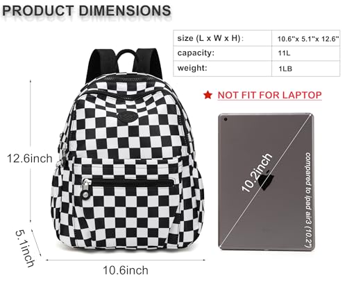 Pealwel Mini Backpack Purse for Women,Small Nylon backpacks for Ladies Backpacks Women Anti Theft Travel Bag (White&Black) - color: White&black