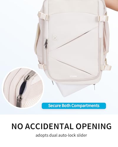 ECOHUB Carry On Travel Backpack, Expandable Airlines Personal Item Bag 18x14x8, Water Resistant 17 inch Laptop Backpack Flight Approved, 12 Pockets 30L Work Backpacks with Wet Pocket & Cable Slot - color: White, size: 18 inch underseat