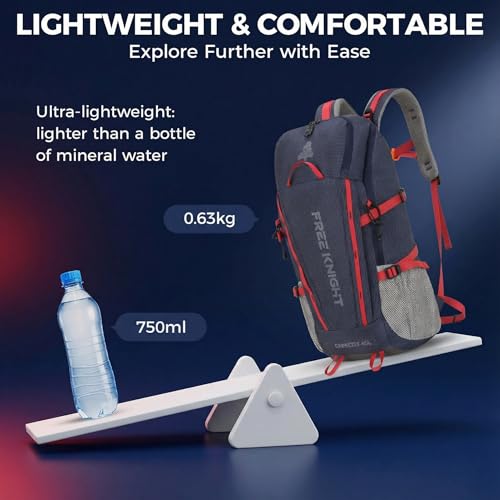 Bseash 45L Waterproof Hiking Camping Backpack with Rain Cover, Outdoor Sport Travel Bag Daypack for Climbing Skiing Cycling (Navy Blue) - color: Navy Blue